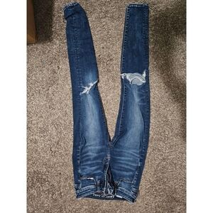 American Eagle Outfitters Distressed Blue Skinny Jeans